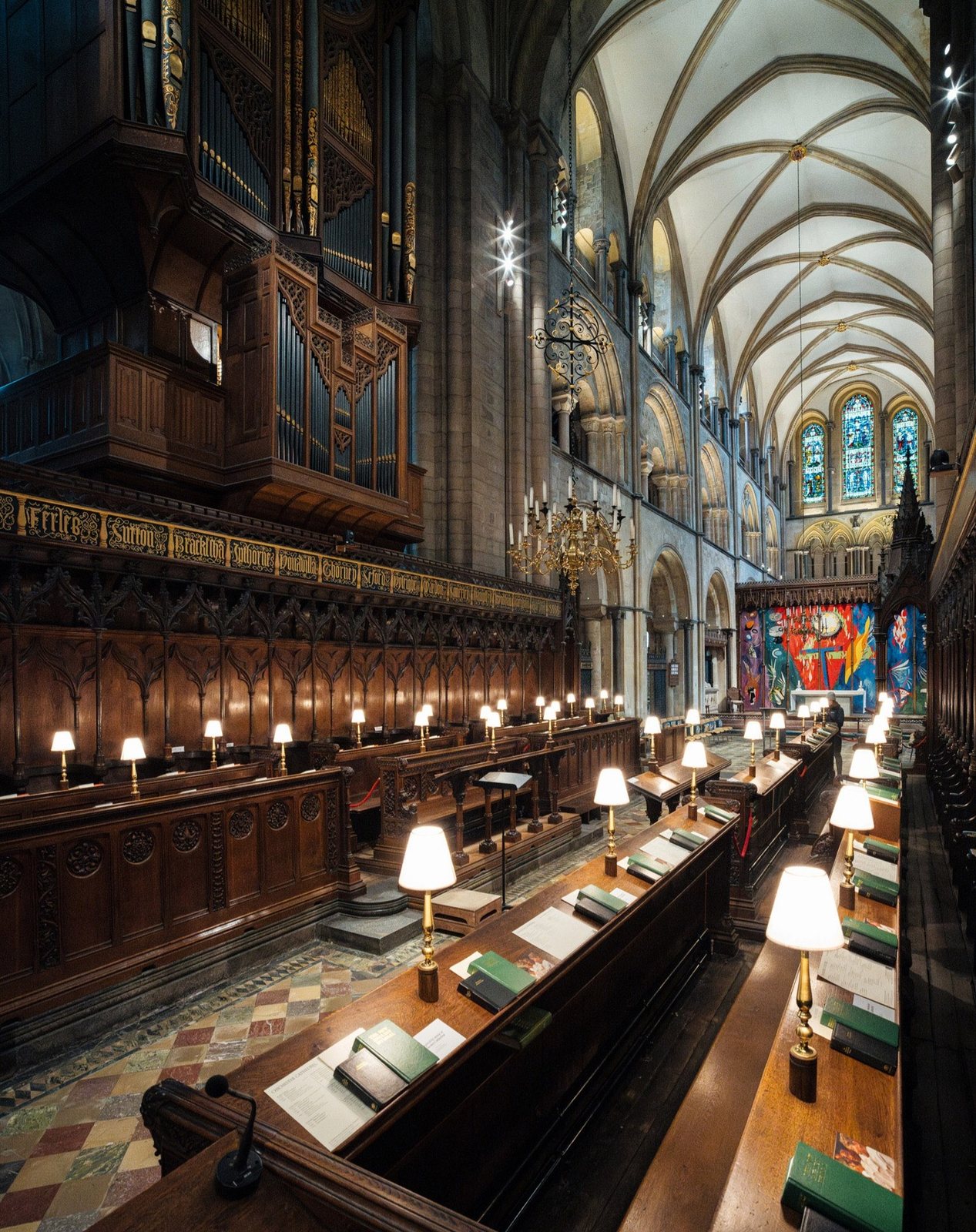 Choir stalls and organ at Chichester Cathedral