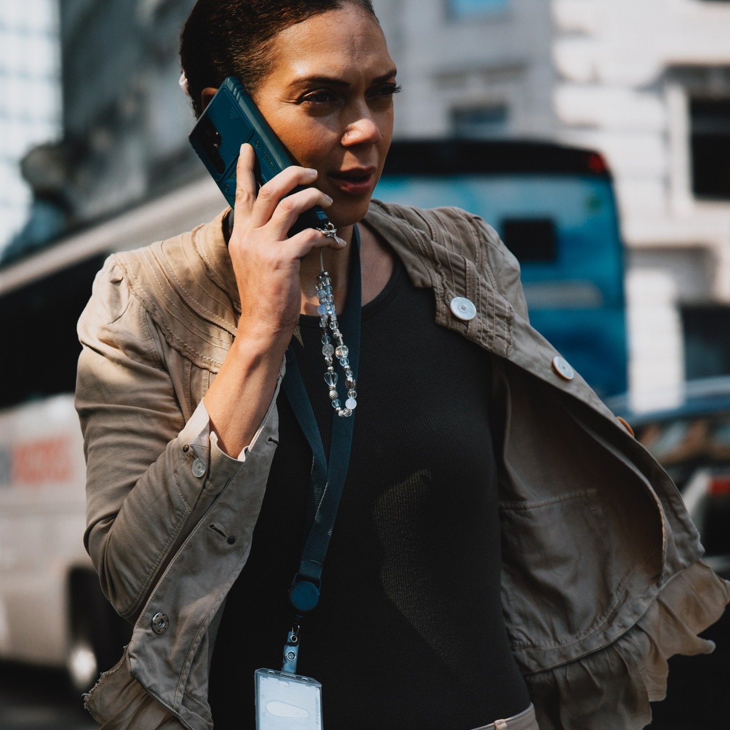 Street photograph of a woman on the phone